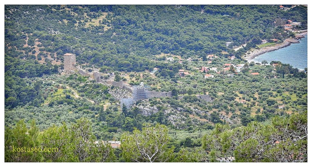 The archeological site seen from the road to/from Athens.
