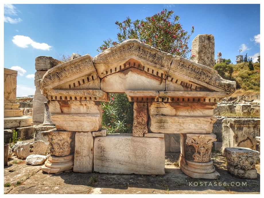 Remains of the East Triumphal arch (on the left of the Kallichoron Well).