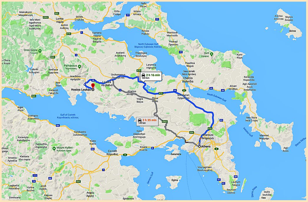 From Athens to Osios Loukas Monastery.