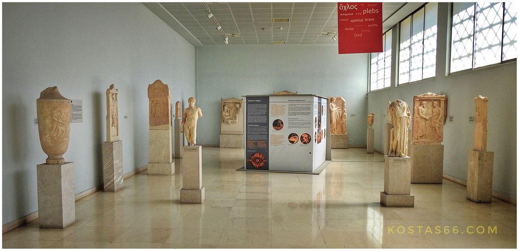 Room 6 is dedicated to votive relief plaques and grave stelai.