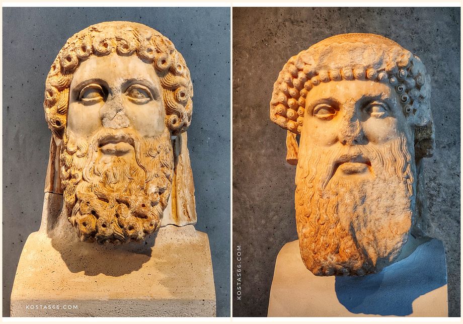 Hermes heads from hermaic steles (2nd cent. AD).