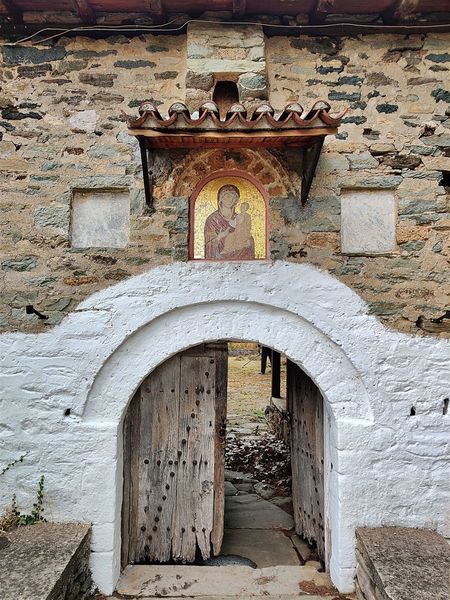 The entrance to the walled Monastery of Panagia.