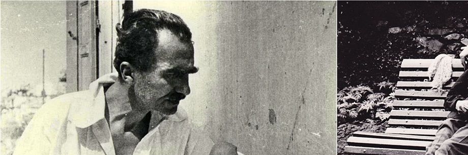 Kazantzakis alone and with his wife Galatia.