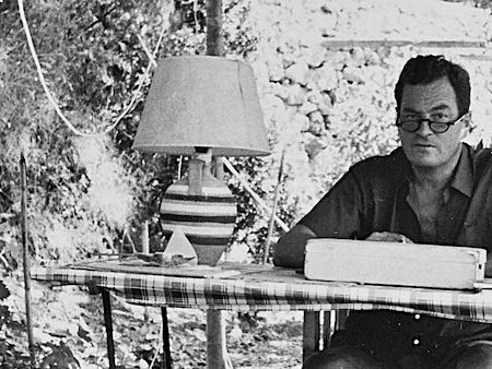 Patrick Leigh Fermor at his garden in Kalamitsi.