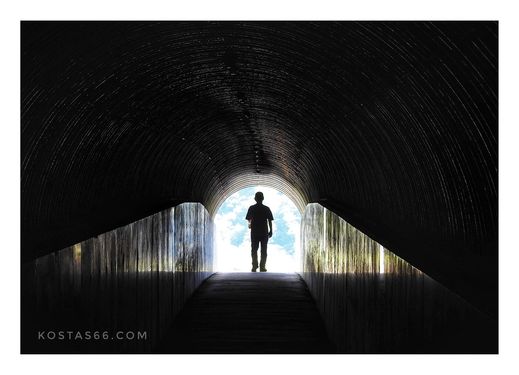 The dark Shima Takei Coast Tunnel.