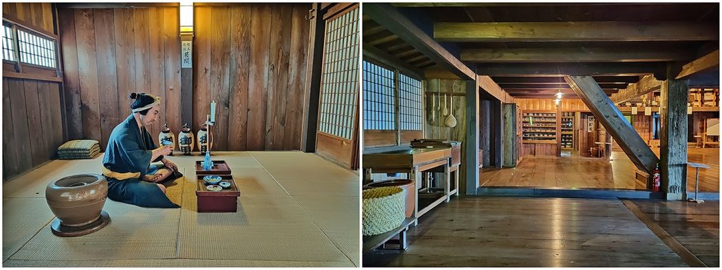 Inside Shimoyoichi Unjouya. Dummies represent everyday life activities.
