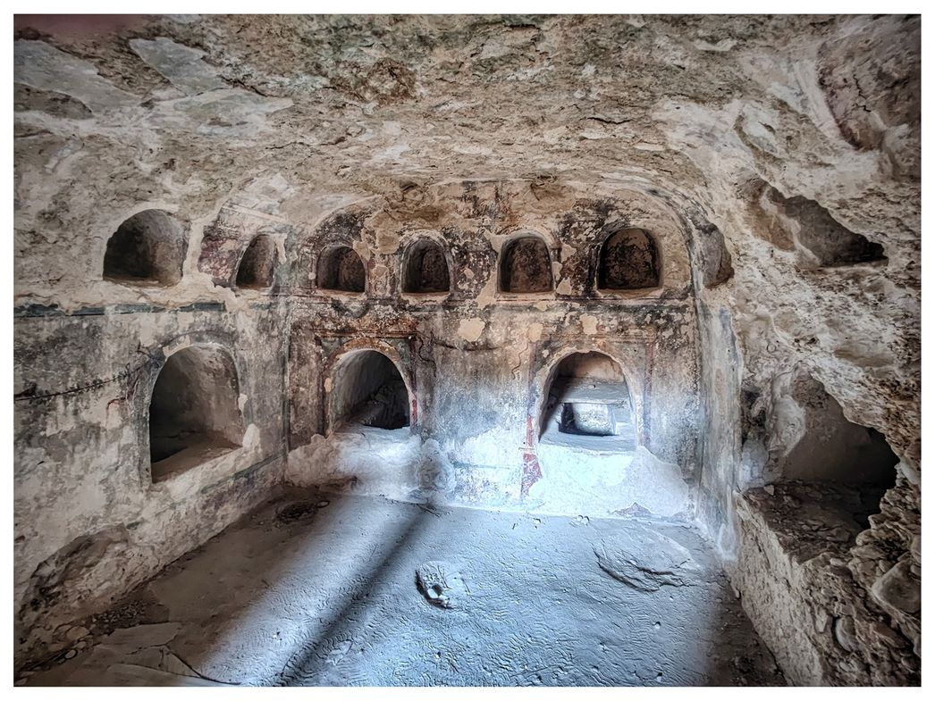 Inside a chamber tomb at the Roman Necropolis of Kechries.