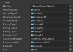 The tileset is displayed with a name, rather than an index