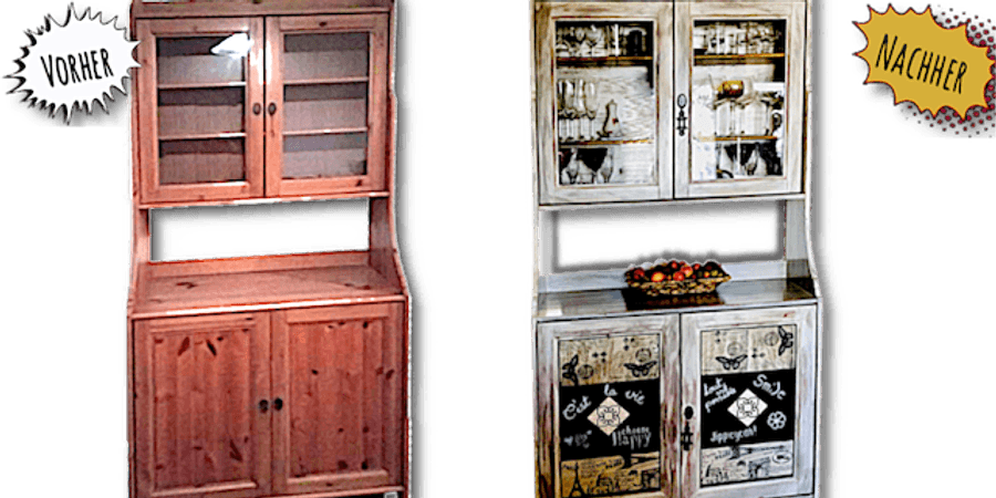 Vorher-Nachher-Vitrinenschrank Vorher-Nachher-Vitrinenschrank