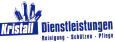 kRISTALL dIENSTLEISTUNGEN BLAUE SCHRIFT SLOGAN REINIGEN SCHÜTZEN PFLEGEN