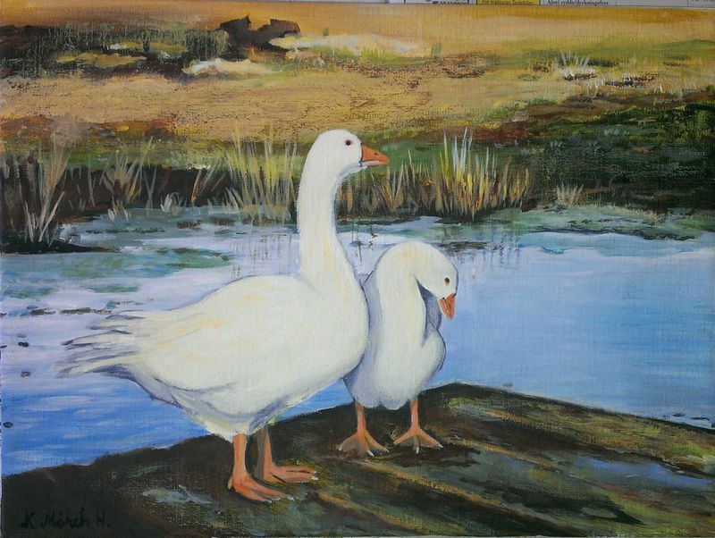 "Idyll ved dammen"
Kr. 1200,- +porto
Akryl på lin lerret.
40 x 30 cm.