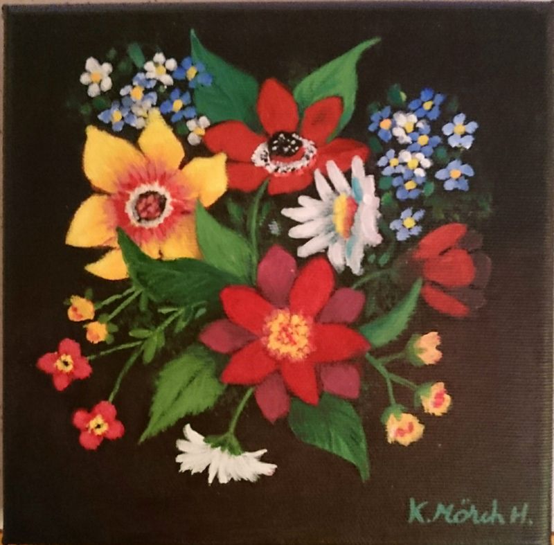 Akrylmaleri på lerret.
20 x 20 cm.
Kr. 500,- + evt. porto.