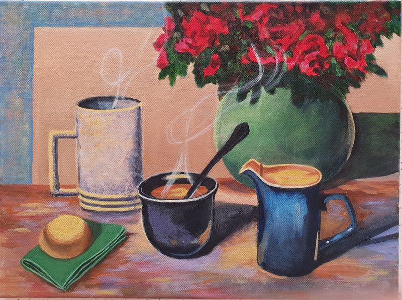 " Time for coffee or tea"
Akryl. 40 x 30 cm. Kr. 1500,- + porto
