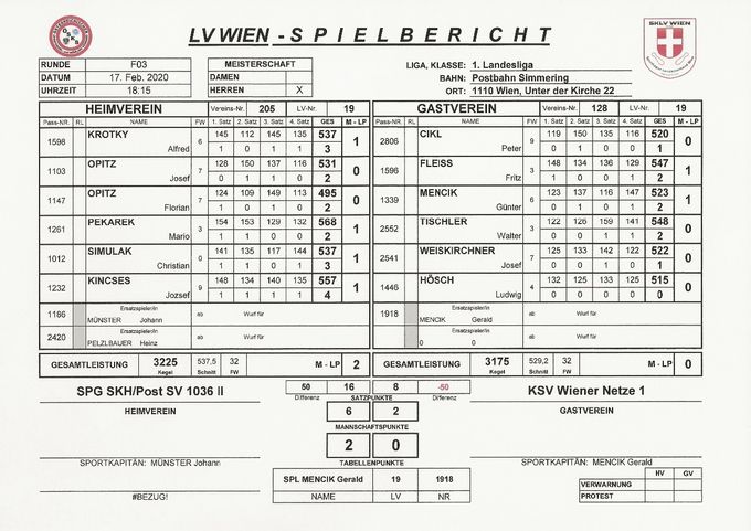 Bestleistung: TISCHLER Walter 548 Kegel