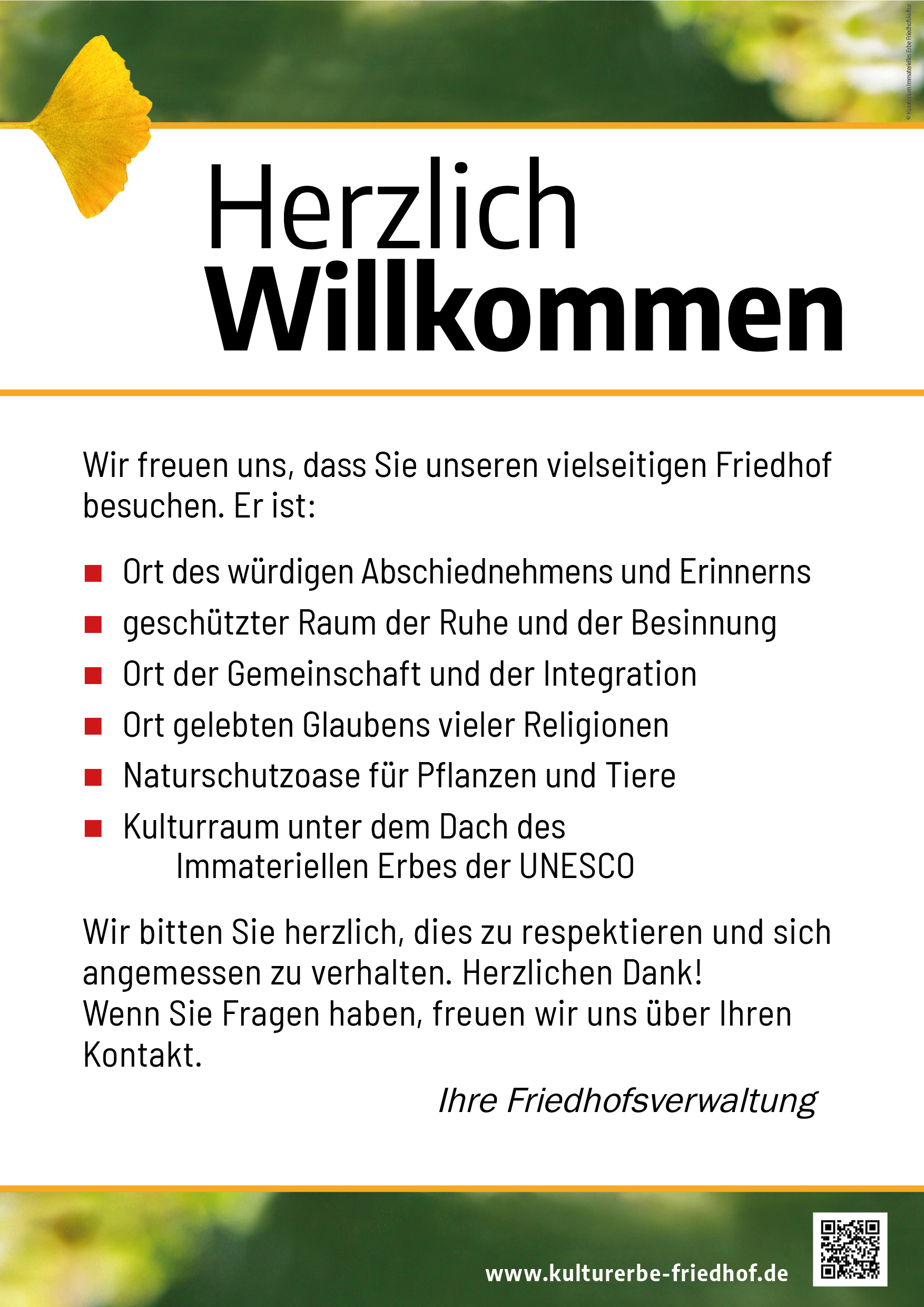 Postertext Willkommens-Poster | kulturerbe-friedhof.de