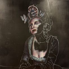 Ann-Lisbeth Sanvig, Maleri, Dame i sort, 100x100cm