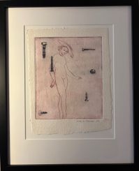 Nina Kleivan, Radering, Kvinde med hat, 41x51cm