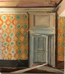 Hanne Schmidt, Maleri, The orange wall, 100x90cm