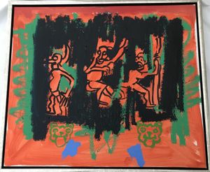 Niels Reumert Maleri Pariserblå, 53x62cm