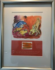 Uffe Christoffersen Akvarel La Tigre Amoureux, 37x47cm