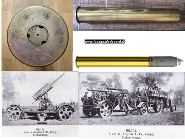 Rare douille de 8.0 cm pour le Krupp 8 cm Zugflak 