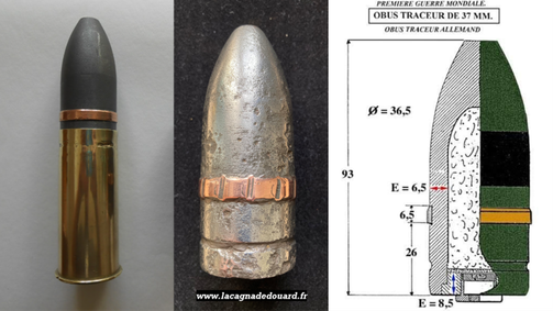 obus traceur incendiaire de 3.7 cm