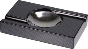  Zigarrenascher Carbon Design hi-gloss, mit 2 Ablagen H3.5 x B20 x T12 cm, mit Metalleinsatz 