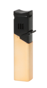 Eurojet Feuerzeug 4xJet, schwarz/goldfarben mit Zigarrenablage, H.9,5cm