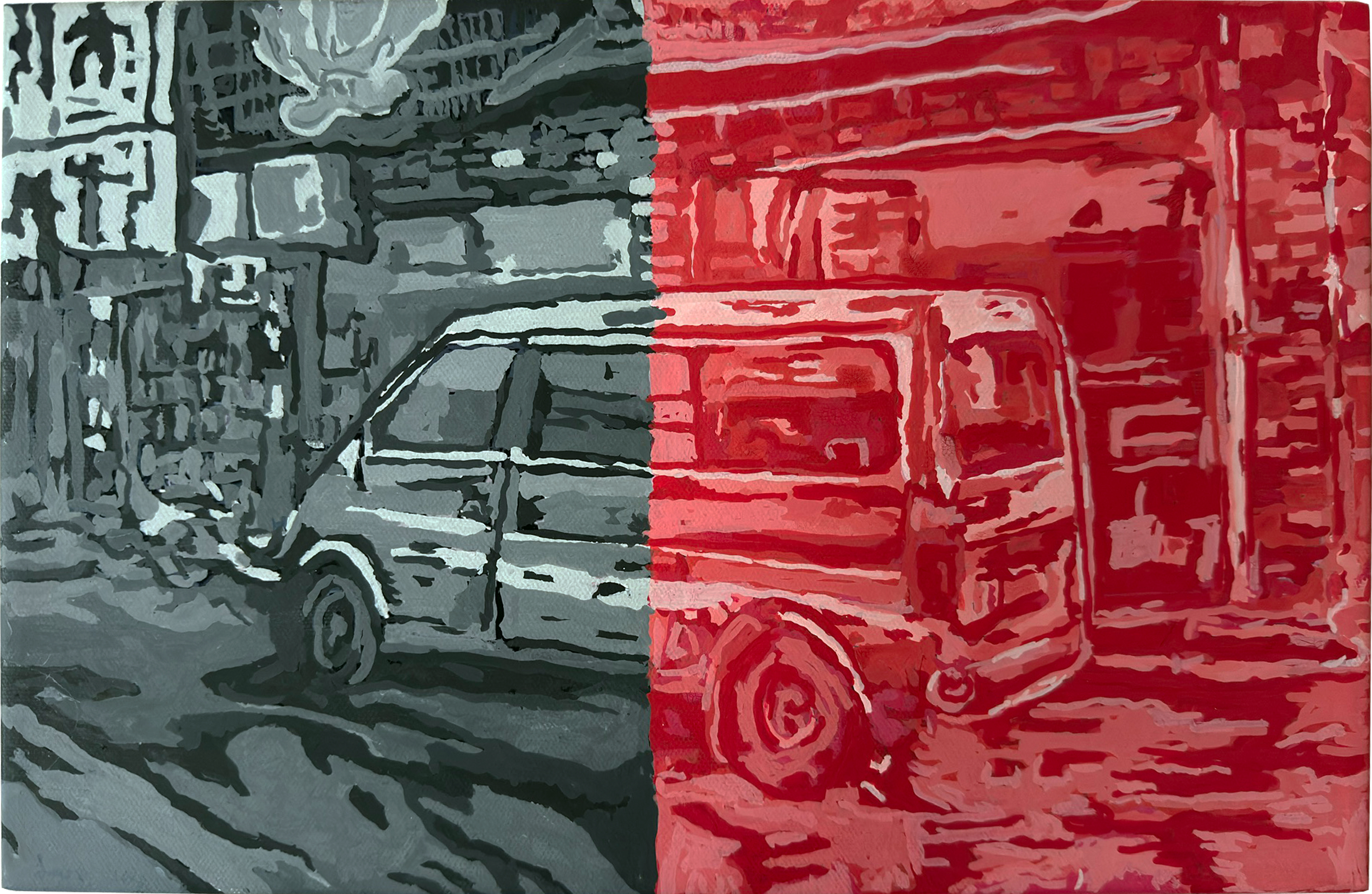 “Gade Kina” Maleri 34 x 22 cm  Lars Heiberg