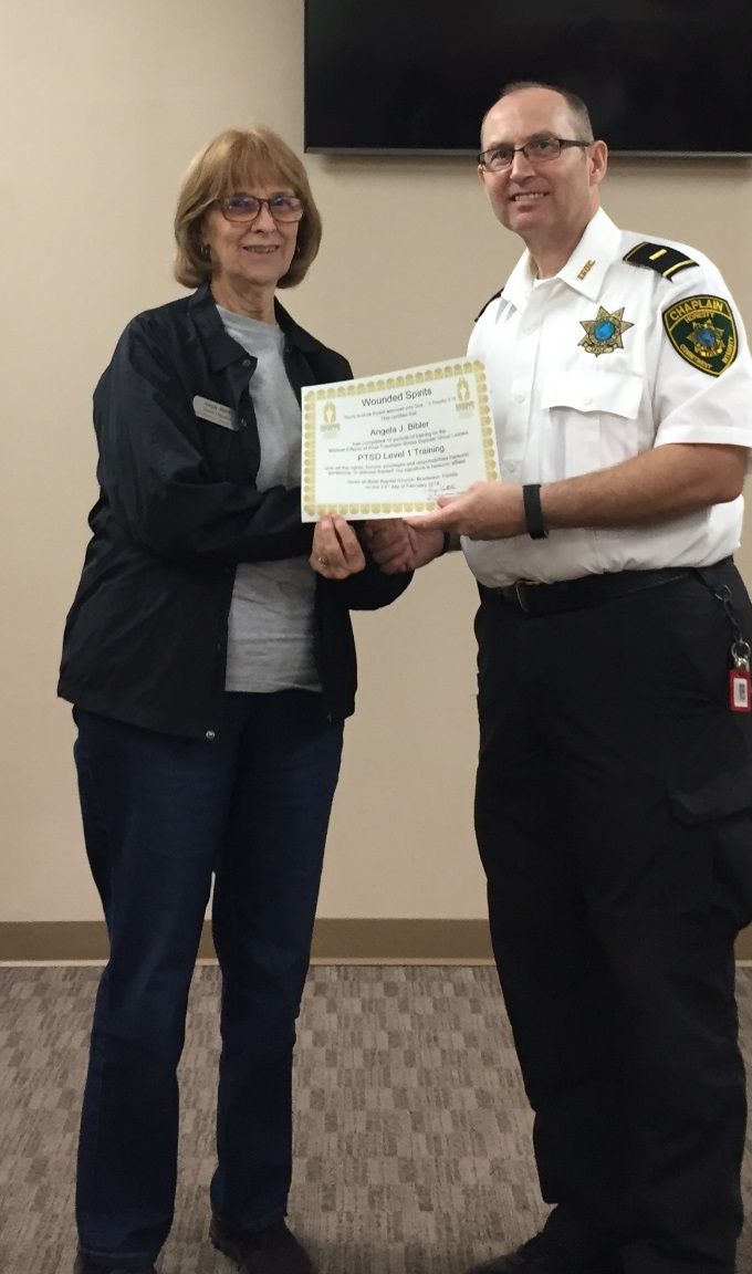 PTSD Class certificate given to Angie Bibler