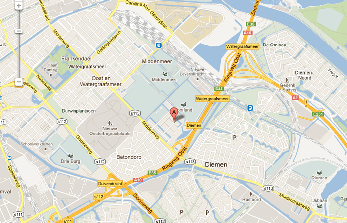plattegrond van de Watergraafsmeer met leslocatie