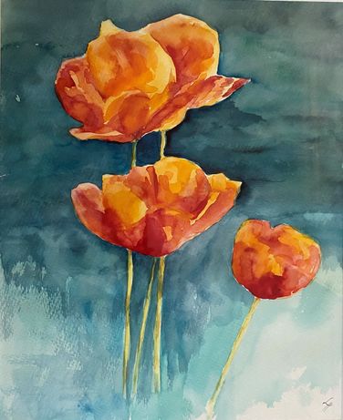 177. Valmuer på turkis