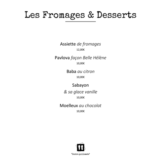 Desserts CARRE 10 janvier 2025