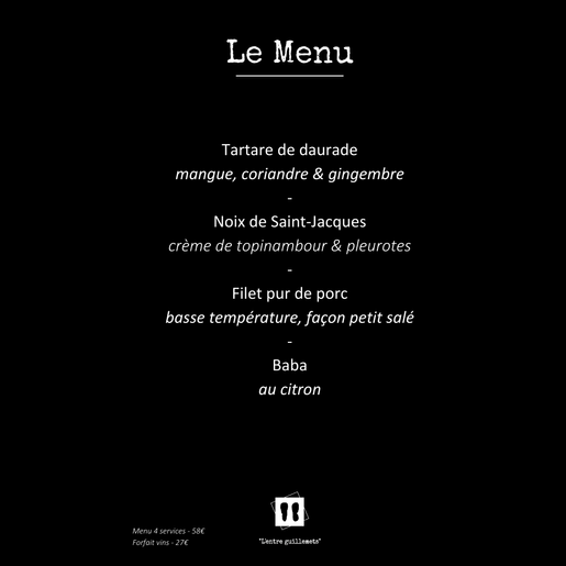 Menu CARRE 10 janvier 2025