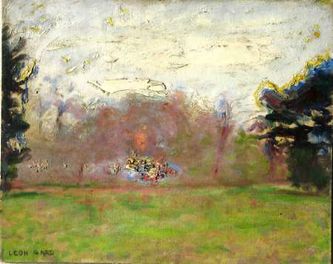 Crépuscule dans le parc (huile sur carton, 41 X 33 cm, 1966. Coll.T.G.)