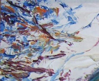 La petite maison rose du jardinier (huile sur carton, 46 X 33 cm, l'Isle-Adam,1959. Coll.particulière, Paris)