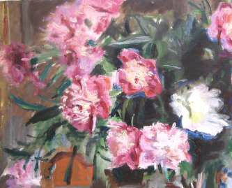 Pivoine dans un vase (huile sur toile, 81 X 65 cm, Paris 1962)