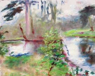 Etang (huile sur carton, 41 X 33 cm, l'Isle-Adam, 1963. Coll.T.G.)
