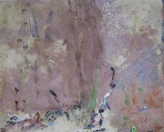 Sous-bois enneigé (huile sur carton, 41 X 33 cm, parc des Bonshommes, l'Isle-Adam, vers 1969)