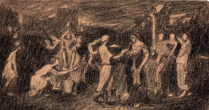 D'après Poussin (fusain, 22 X 12 cm, vers 1923-1924)