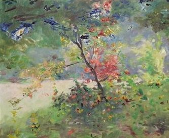 Dans le parc des Bonshommes au printemps (huile sur carton, 46 X 38 cm, l'Isle-Adam, vers 1969) 