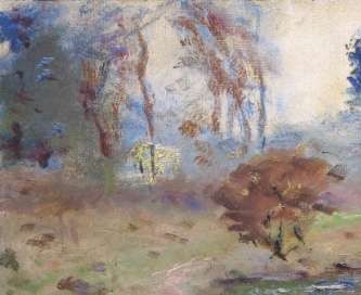 L'étang à l'automne (huile sur carton, 41 X 33 cm, parc des Bonshommes, l'Isle-Adam, vers 1969)