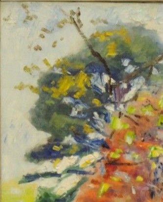 Vue du parc des Bonshommes en été (huile sur toile, 73 X 60 cm, l'île-Adam, vers 1960. Coll.particulière non localisée)