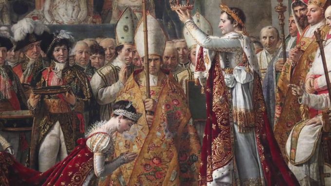 Le Sacre de Napoléon par Jacques-Louis David peint entre 1805 et 1807. David était le peintre officiel de Napoléon I°.