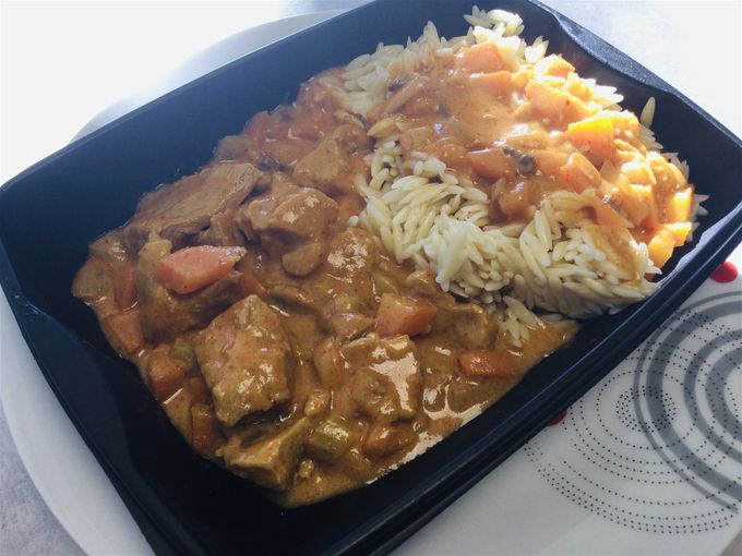 Curry de veau & pâtes à l’avoine