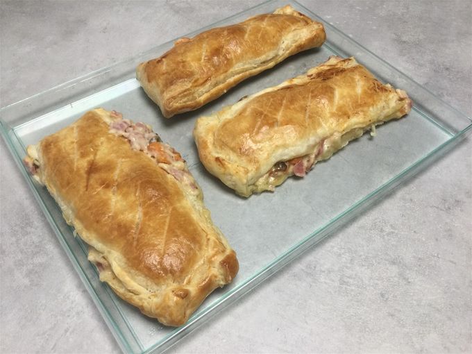 Feuilleté de mon enfance ( champignons, carottes, jambon, béchamel)