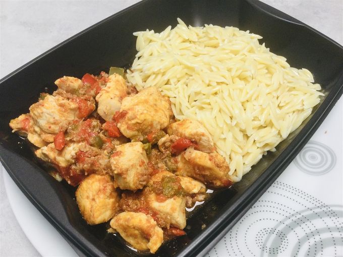 Poulet basquaise & pâtes à l’avoine