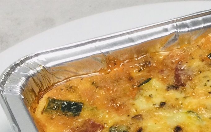 Clafoutis à la courgette, chorizo, parmesan