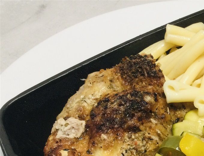 Filet mignon farcis à l’italienne & légumes confits, pâtes