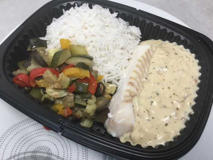 Dos de cabillaud aux épices italiennes & légumes confits, riz